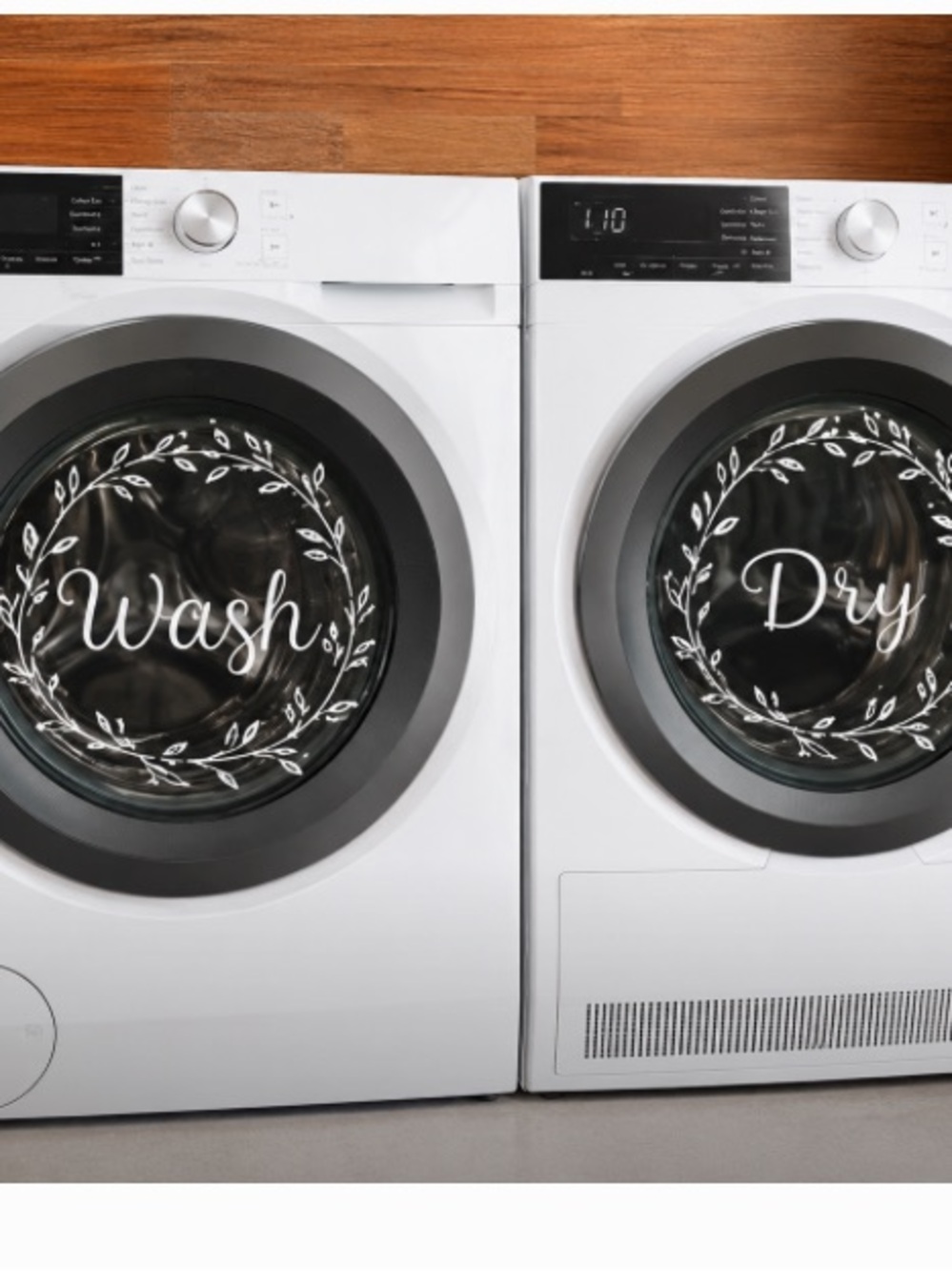 Wash & Dry Decorative  Washer and Dryer Decals - White